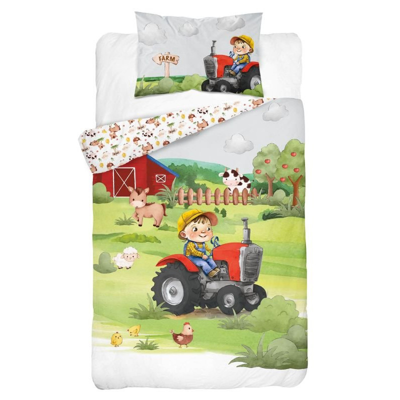 Obliečky do postieľky 3D Farma červená