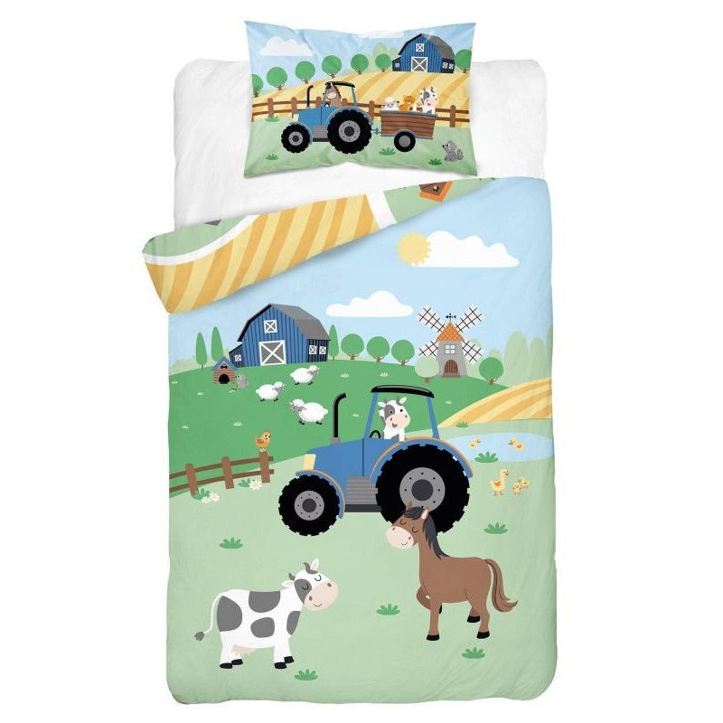 Obliečky do postieľky Farma blue