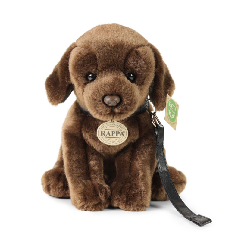 Plyšový pes labrador hnědý s vodítkem 25 cm ECO-FRIENDLY