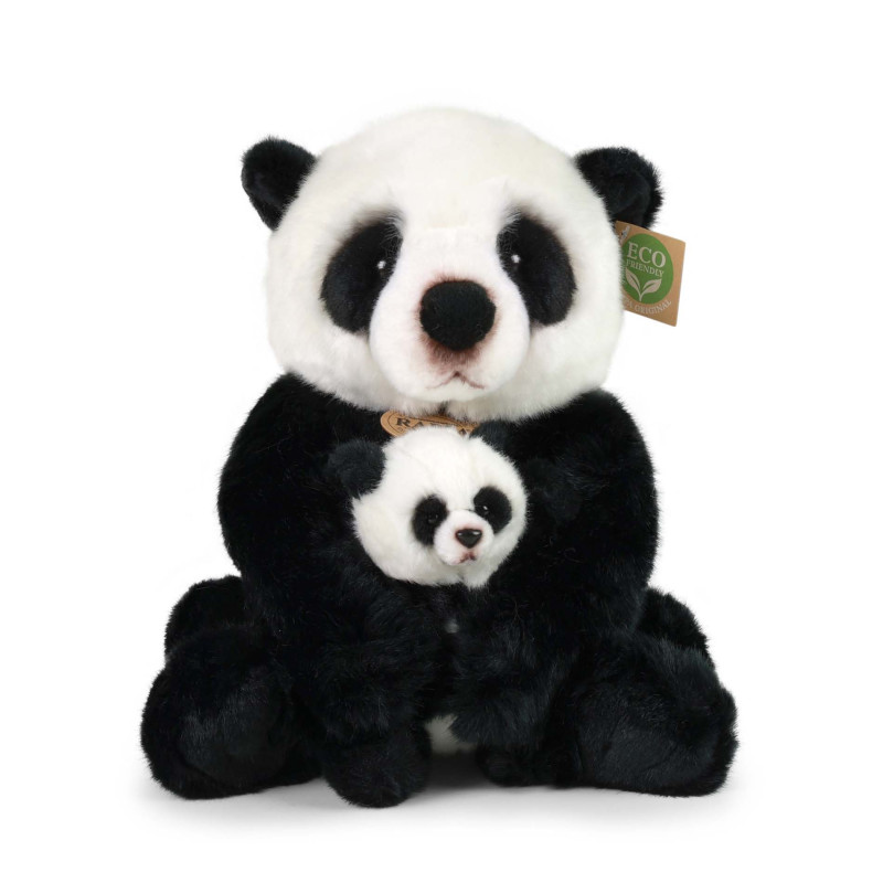 Plyšová panda s mládětem 27 cm ECO-FRIENDLY