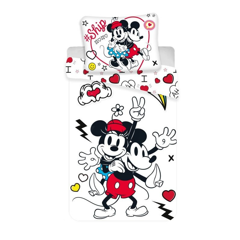 Obliečky Mickey a Minnie Retro Heart