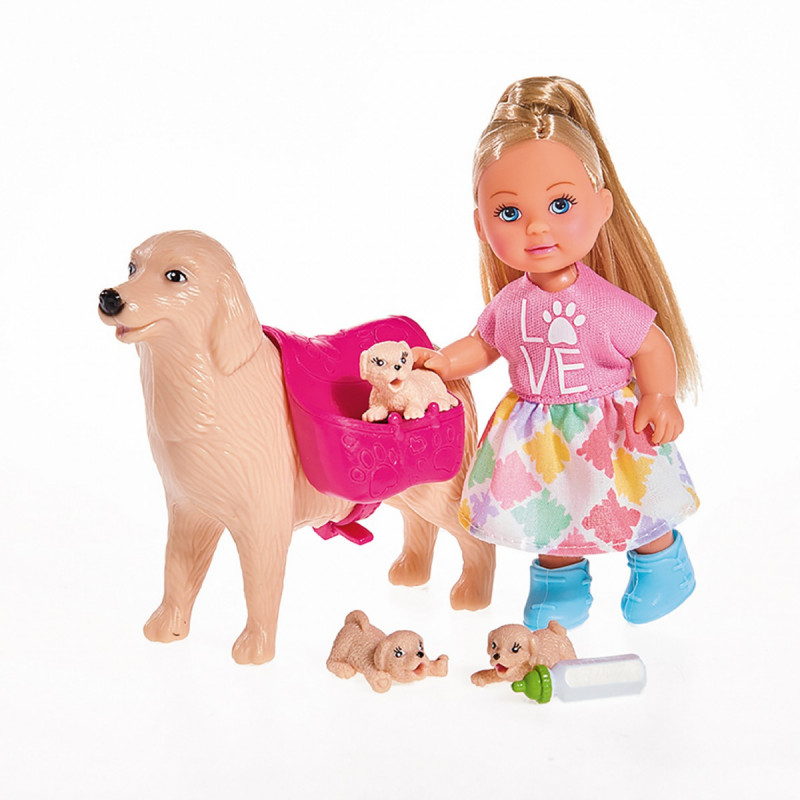 Bábika Evička so psíkom a šteniatkami