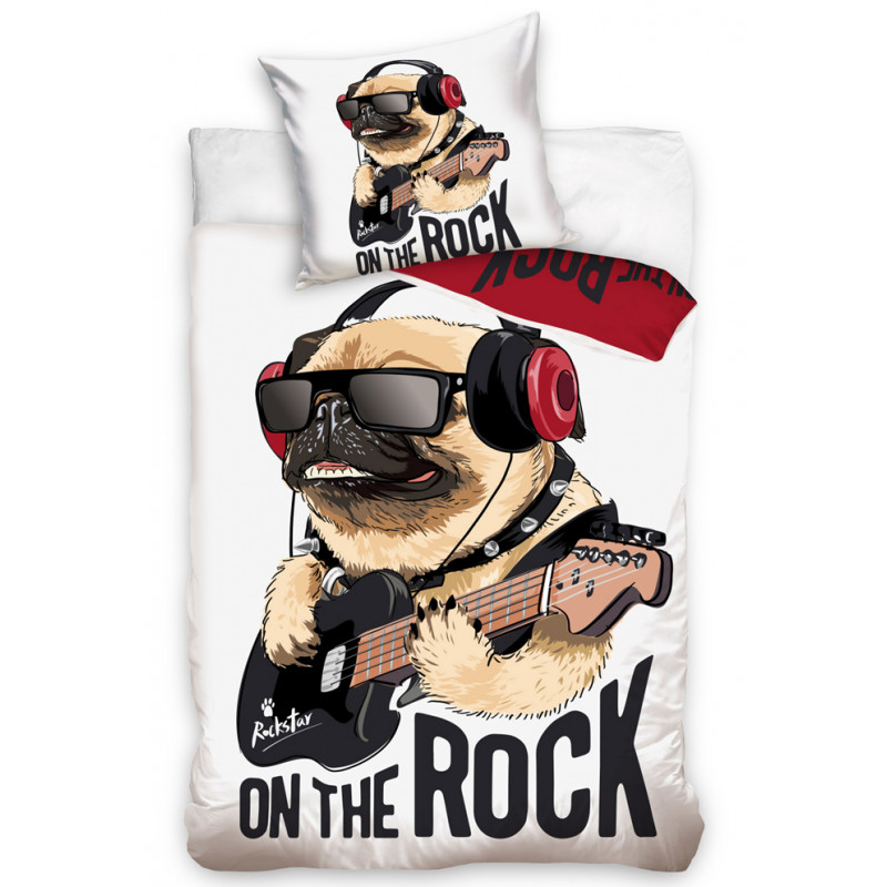 Obliečky Pes Mops Rock Star