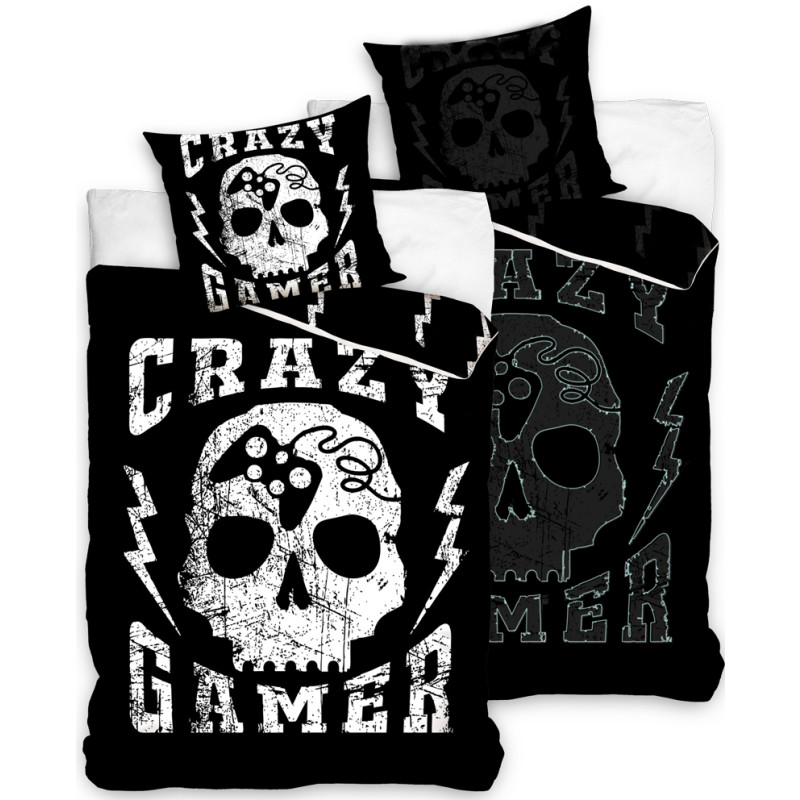Obliečky Lebka Crazy Gamer svietiaca