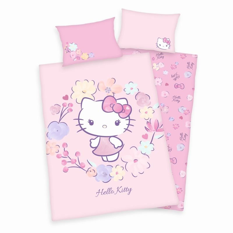 Obliečky do postieľky Hello Kitty kvety Bio