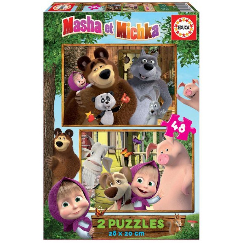 PUZZLE MÁŠA A MEDVEĎ 2x48 dielikov