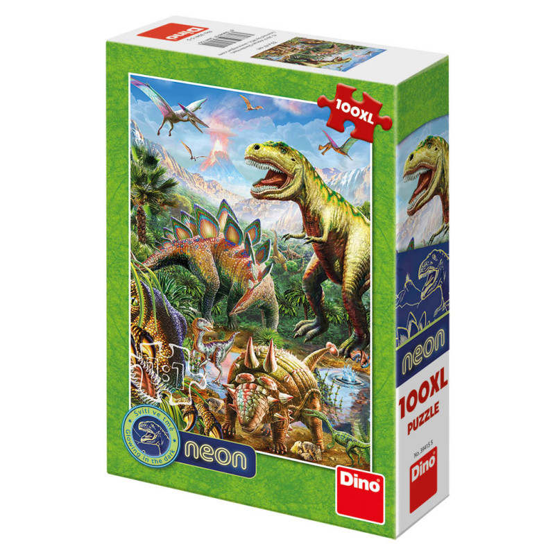 Puzzle Svet Dinosaurov neón 100xl