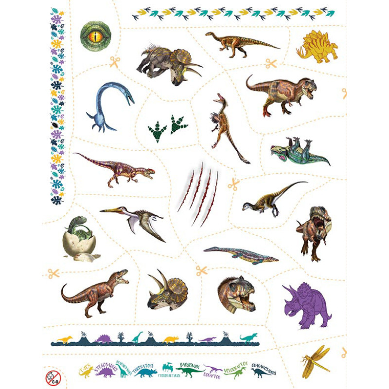 Omaľovánka s tetovaním Dinosaury