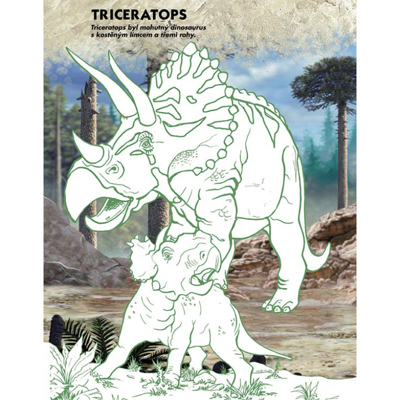 Omaľovánka s tetovaním Dinosaury