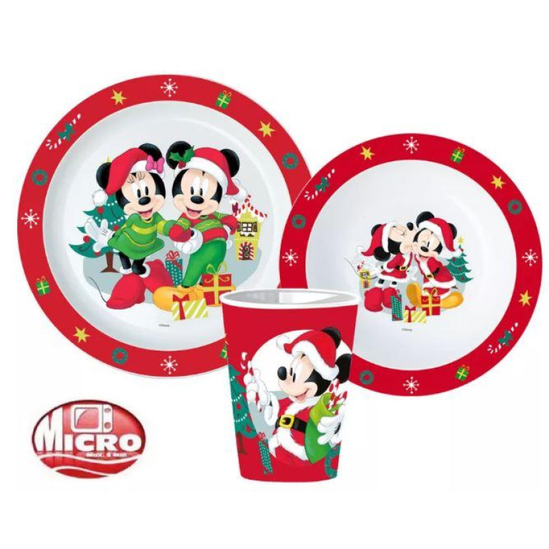 Plastový set Minnie a Mickey Vianoce 3-dielny