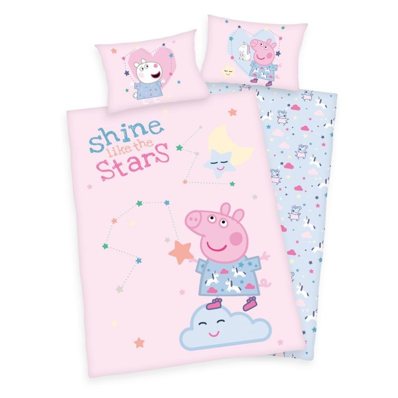Obliečky do postieľky Peppa Pig Stars Bio