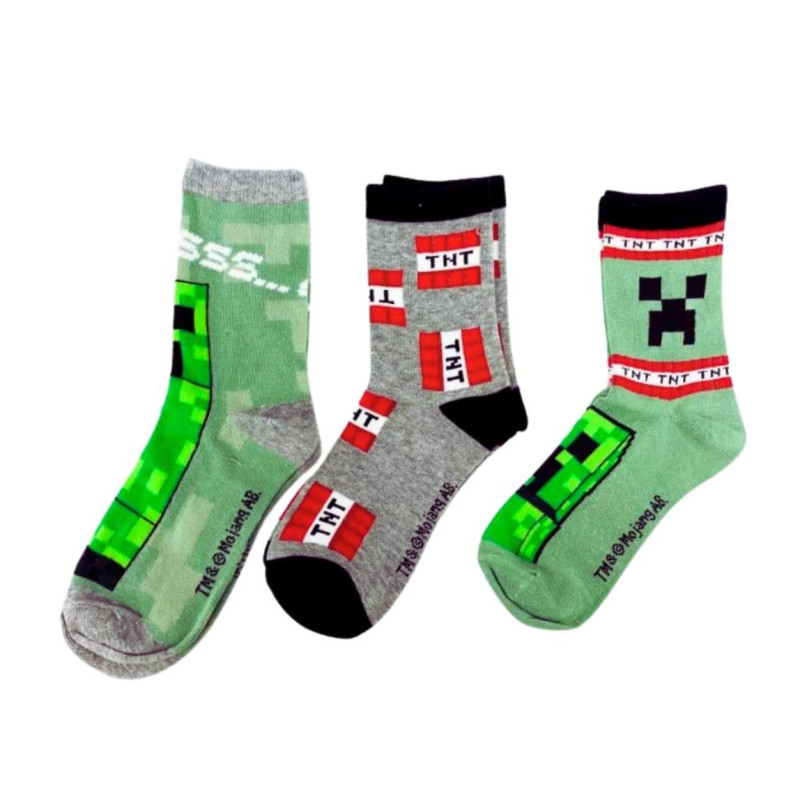 Sada 3 ks Ponožky Minecraft TNT