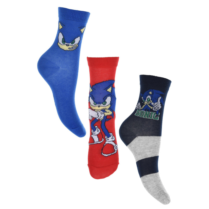 Sada 3 ks Ponožky Sonic Červená