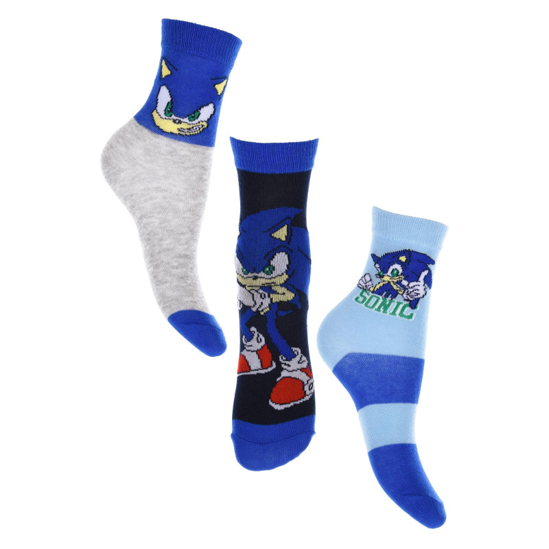Sada 3 ks Ponožky Sonic Modrá