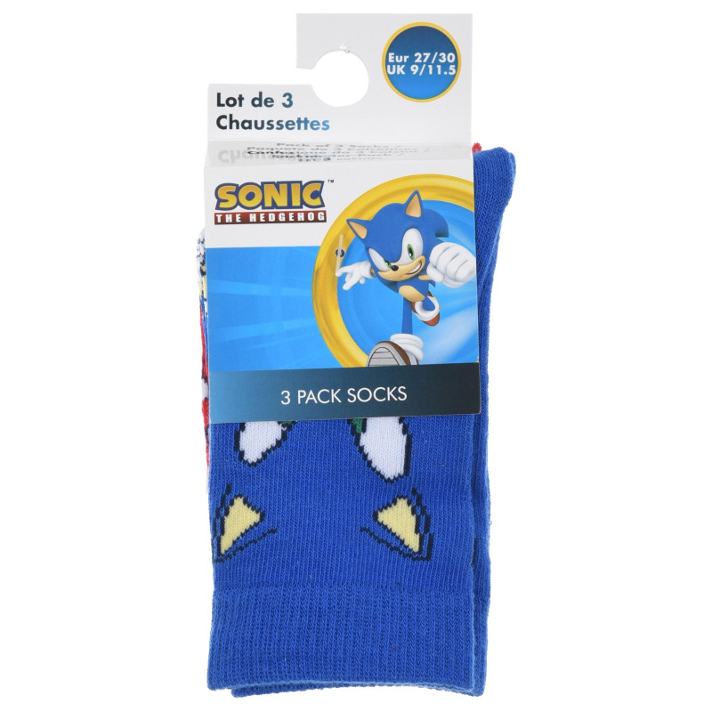 Sada 3 ks Ponožky Sonic Modrá