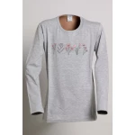 Dívčí tričko dlouhý rukáv KYTIČKY šedý melír