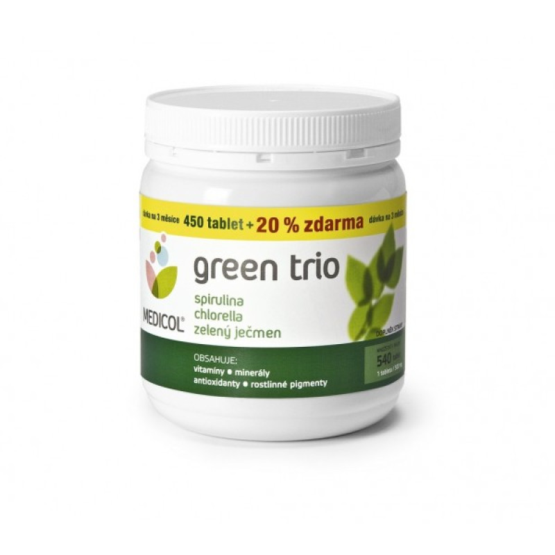 Green Trio (zelený jačmeň, chlorella, spirulina) 540 tablet