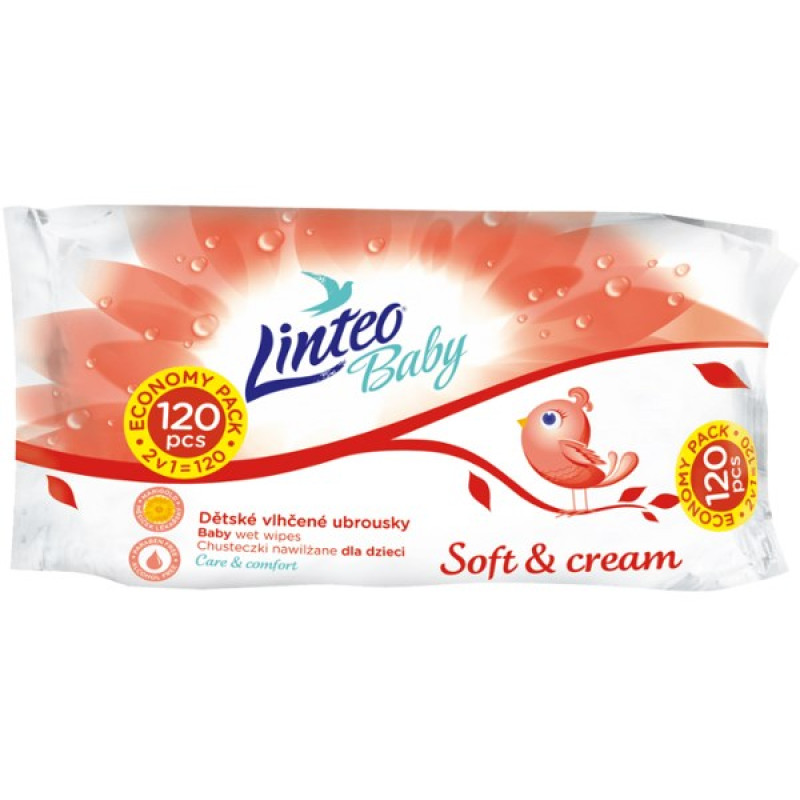 Vlhčené obrúsky Linteo Baby 120 ks Soft and cream