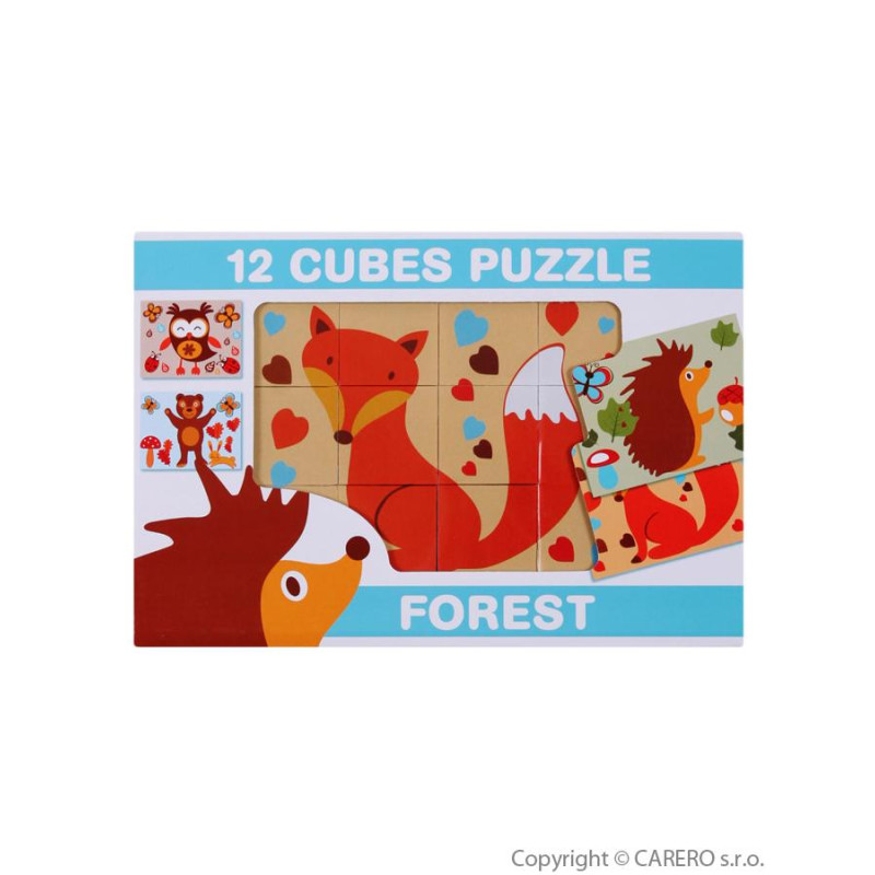 Obrázkové kocky 12 ks lesné zvieratá