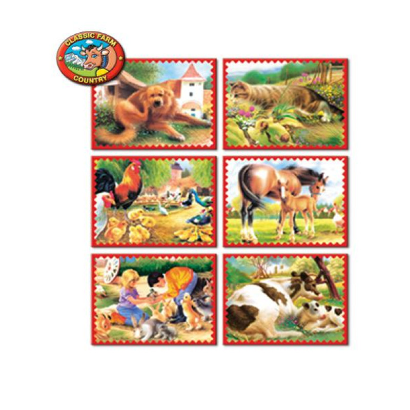 Obrázkové kocky 12 ks zvieratká z farmy