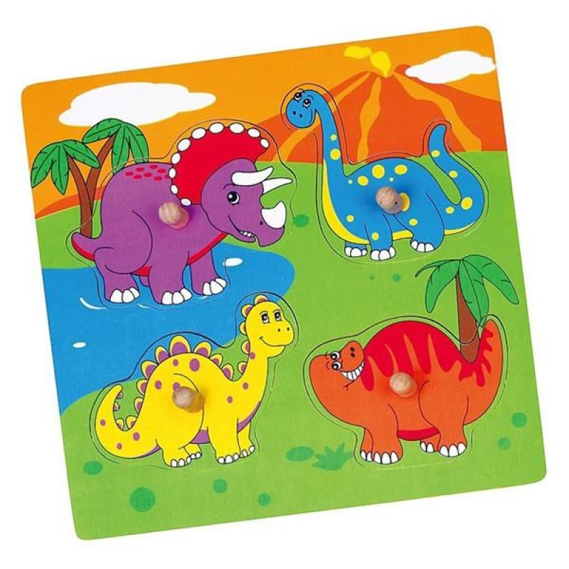 Drevené puzzle s úchytmi pre najmenších Viga Dino